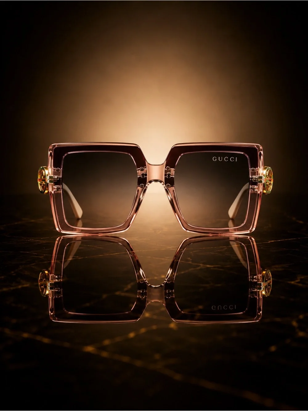 Gucci Pink Square Frame Women's Sunglasses